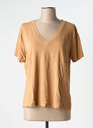 T-shirt col v manches courtes marron MKT STUDIO femme