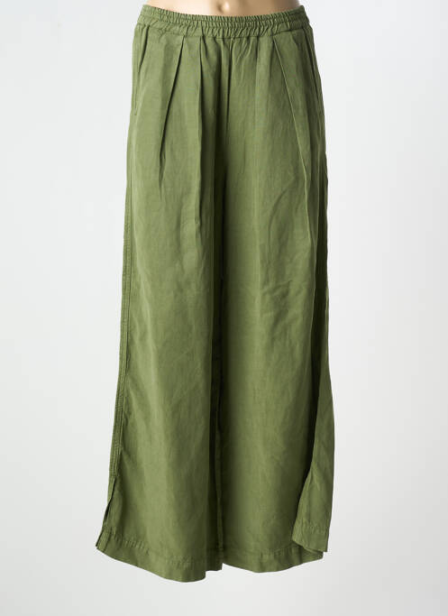 Pantalon large tissage crêpe taille haute vert KANOPE femme