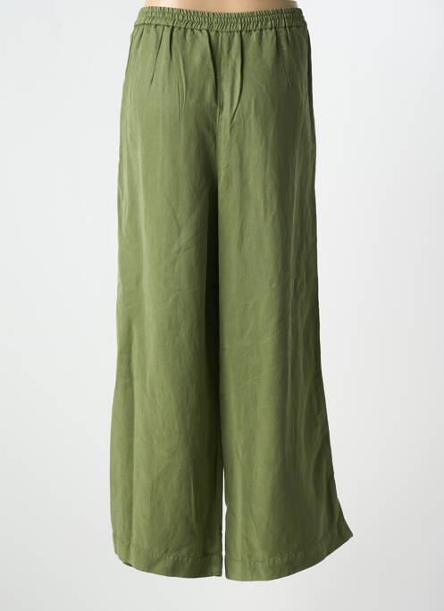 Pantalon large tissage crêpe taille haute vert KANOPE femme