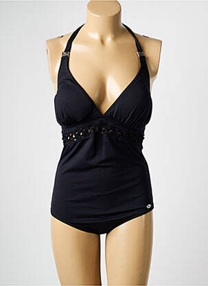 Maillot de bain 1 pièce bretelles élastiquées ajustables noir SUN PLAYA femme