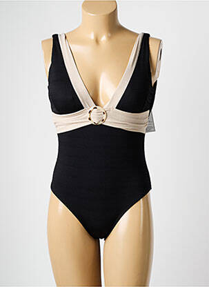 Maillot de bain 1 pièce bretelles élastiquées noir COCO SAINT TROPEZ femme