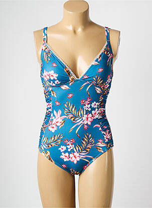 Maillot de bain 1 pièce imprimé fantaisie bleu OLYMPIA femme