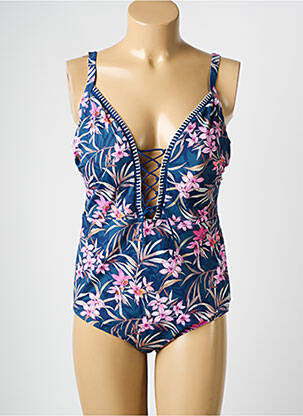 Maillot de bain 1 pièce imprimé fantaisie bleu OLYMPIA femme