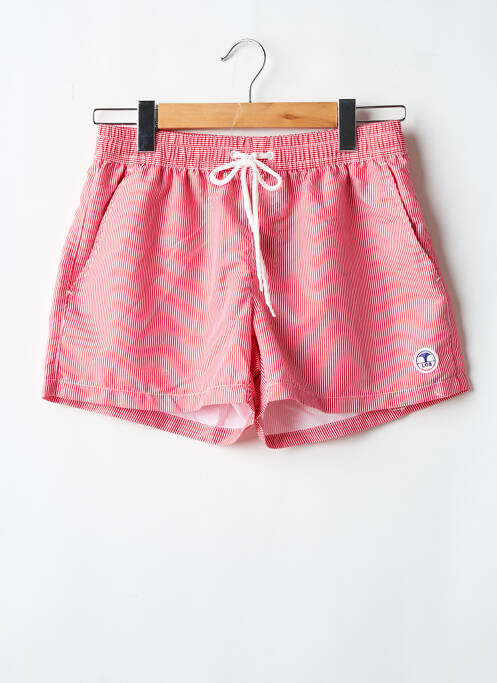 Short de bain imprimé rayures rouge LAGON BLEU homme