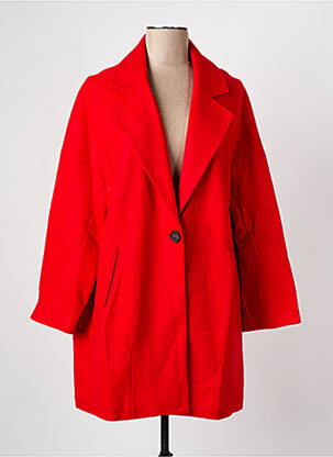 Manteau long coupe droite sans capuche rouge ARELINE femme