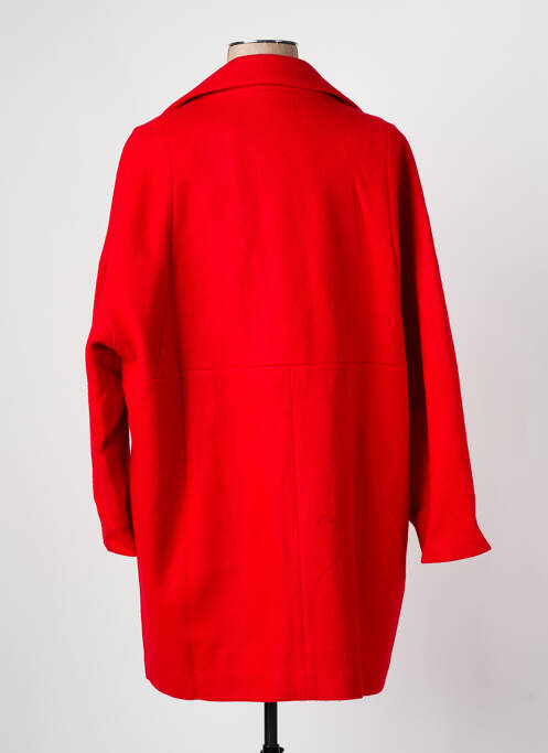 Manteau long coupe droite sans capuche rouge ARELINE femme