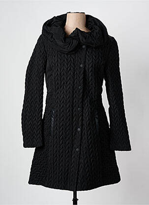 Manteau long coupe cintrée sans capuche noir ARELINE femme