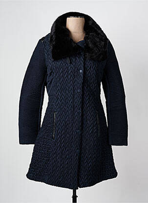 Manteau long coupe cintrée sans capuche bleu ARELINE femme