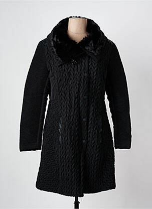 Manteau long coupe cintrée sans capuche noir ARELINE femme