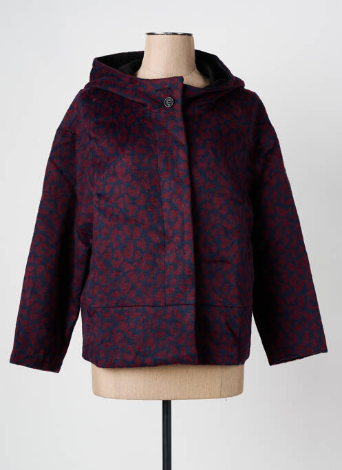 Manteau court capuche a capuche bleu ARELINE femme