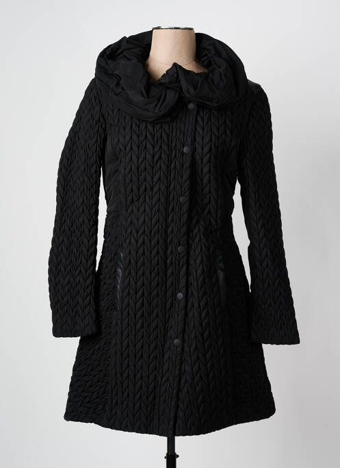 Manteau long coupe cintrée sans capuche noir ARELINE femme