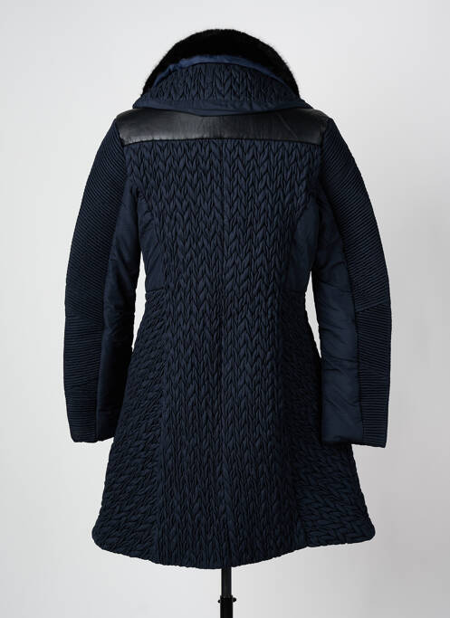 Manteau long coupe cintrée sans capuche bleu ARELINE femme