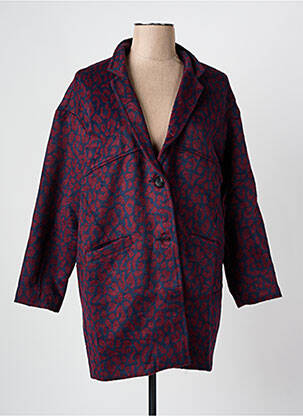Manteau court coupe droite sans capuche bleu ARELINE femme