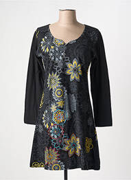 Robe courte manches longues manches longues noir COTON DU MONDE femme