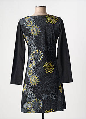 Robe courte manches longues manches longues noir COTON DU MONDE femme