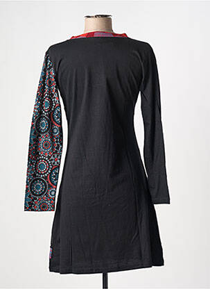 Robe courte manches longues manches longues noir COTON DU MONDE femme