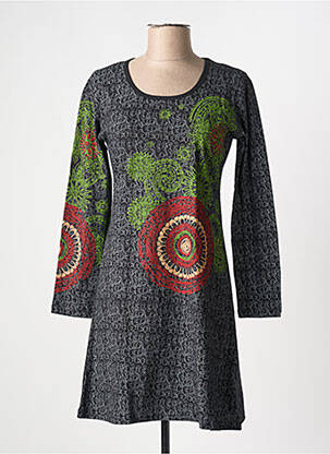 Robe courte manches longues manches longues gris COTON DU MONDE femme