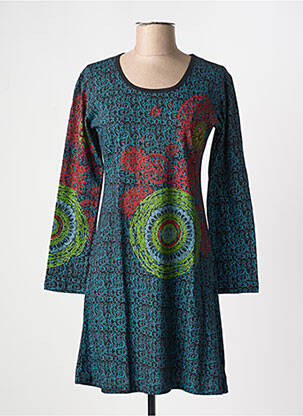 Robe courte manches longues manches longues bleu COTON DU MONDE femme