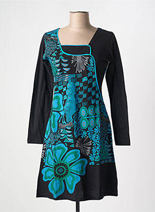 Robe courte manches longues manches longues noir COTON DU MONDE femme