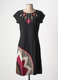 Robe mi-longue manches courtes manches courtes noir COTON DU MONDE femme