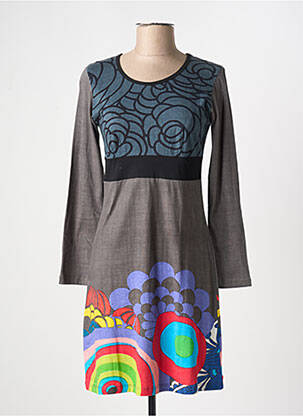 Robe courte manches longues manches longues gris COTON DU MONDE femme