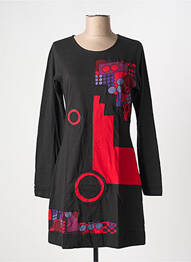 Robe courte manches longues manches longues noir COTON DU MONDE femme