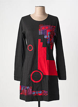 Robe courte manches longues manches longues noir COTON DU MONDE femme