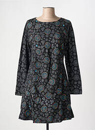 Robe courte manches longues manches longues noir COTON DU MONDE femme