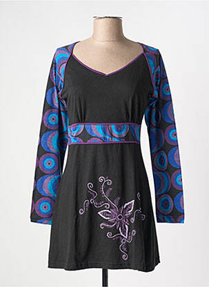 Tunique manches longues col v noir COTON DU MONDE femme