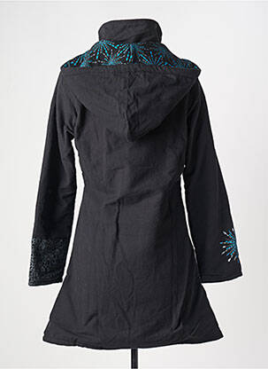 Manteau long coupe cintrée a capuche noir COTON DU MONDE femme