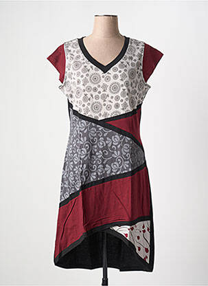 Robe mi-longue manches courtes manches courtes rouge COTON DU MONDE femme