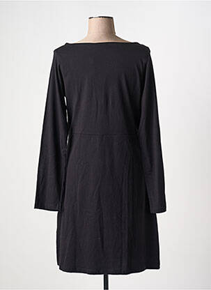 Robe mi-longue imprimé fleurs manches longues noir COTON DU MONDE femme