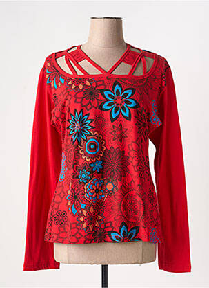 T-shirt manches longues manches longues rouge COTON DU MONDE femme