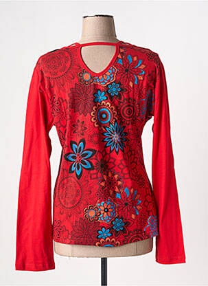T-shirt manches longues manches longues rouge COTON DU MONDE femme