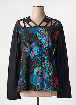 T-shirt manches longues manches longues noir COTON DU MONDE femme