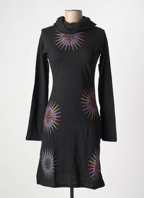 Robe mi-longue noir COTON DU MONDE pour femme