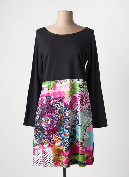 Robe mi-longue noir COTON DU MONDE pour femme