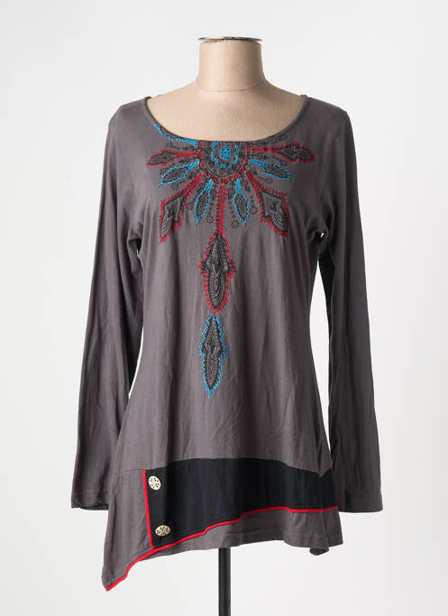 Tunique manches longues gris COTON DU MONDE pour femme