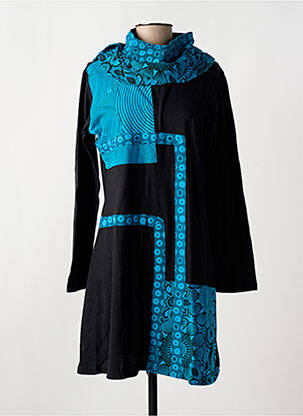 Robe courte manches longues manches longues noir COTON DU MONDE femme