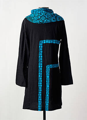 Robe courte manches longues manches longues noir COTON DU MONDE femme