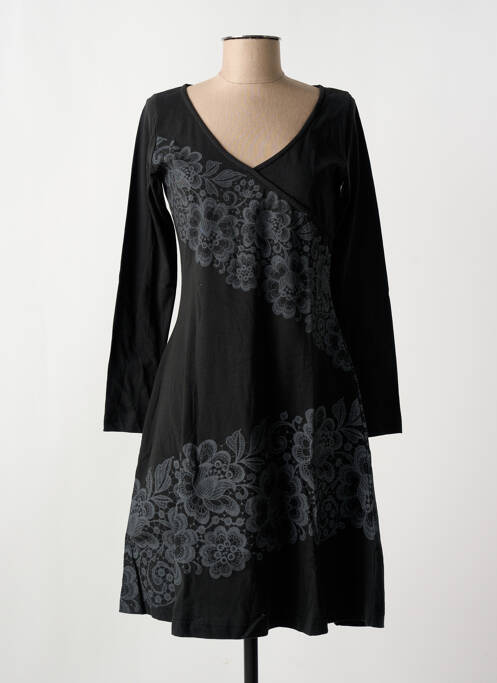 Robe mi-longue noir COTON DU MONDE pour femme