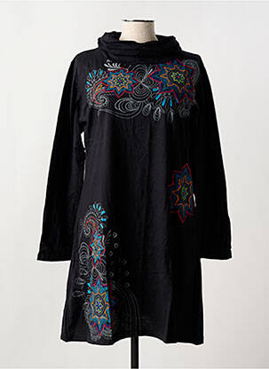 Tunique manches longues manches longues noir COTON DU MONDE femme
