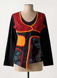 Top imprimé fantaisie manches longues noir COTON DU MONDE femme