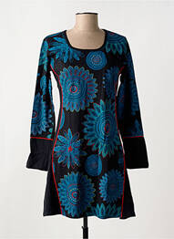 Robe courte manches longues manches longues noir COTON DU MONDE femme