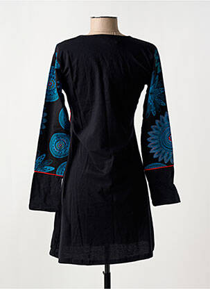 Robe courte manches longues manches longues noir COTON DU MONDE femme