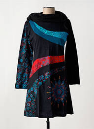 Robe courte manches longues manches longues noir COTON DU MONDE femme