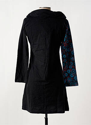 Robe courte manches longues manches longues noir COTON DU MONDE femme