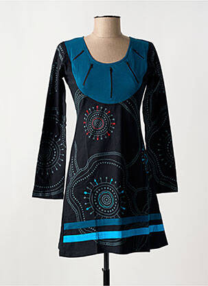 Robe courte manches longues manches longues noir COTON DU MONDE femme