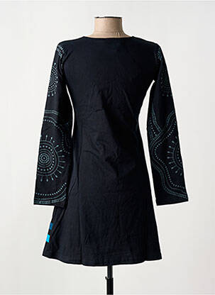 Robe courte manches longues manches longues noir COTON DU MONDE femme
