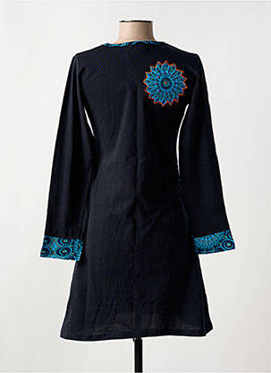 Robe courte manches longues manches longues noir COTON DU MONDE femme